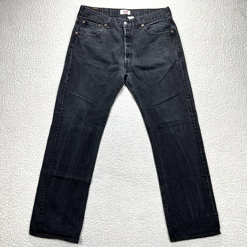 Vintage Levi’s 501 Jeans Men 38x34 (Actual 35x33) Black Straight Classic‎ Grunge
